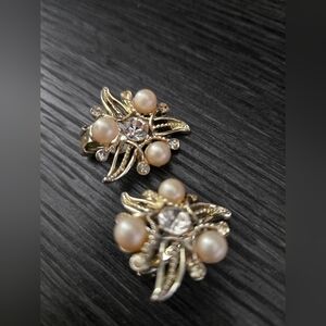 Vintage Champaign Gold and Pearl Earrings